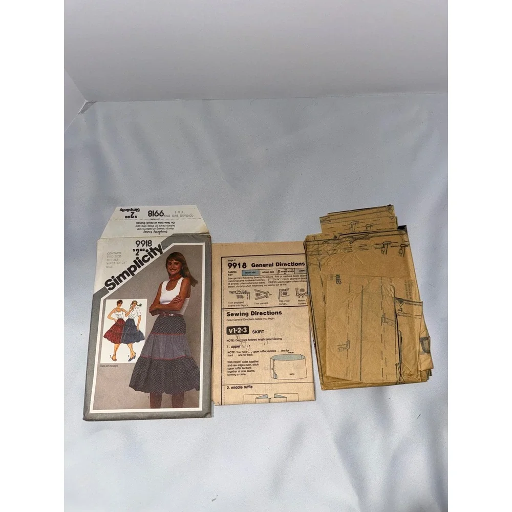 Vintage 1981 Simplicity 9918 Tiered Skirt Sewing Pattern Size 6 8 Boho Prairie